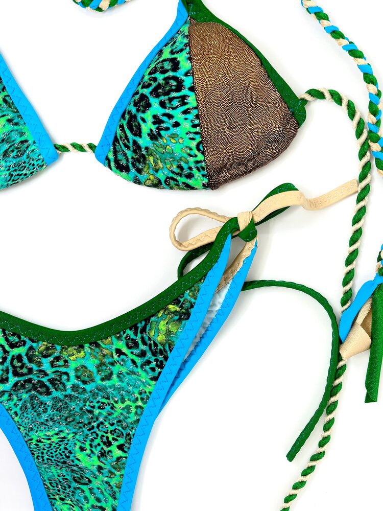 Leopard Print Halter Neck Tie Side Bikini Set Top