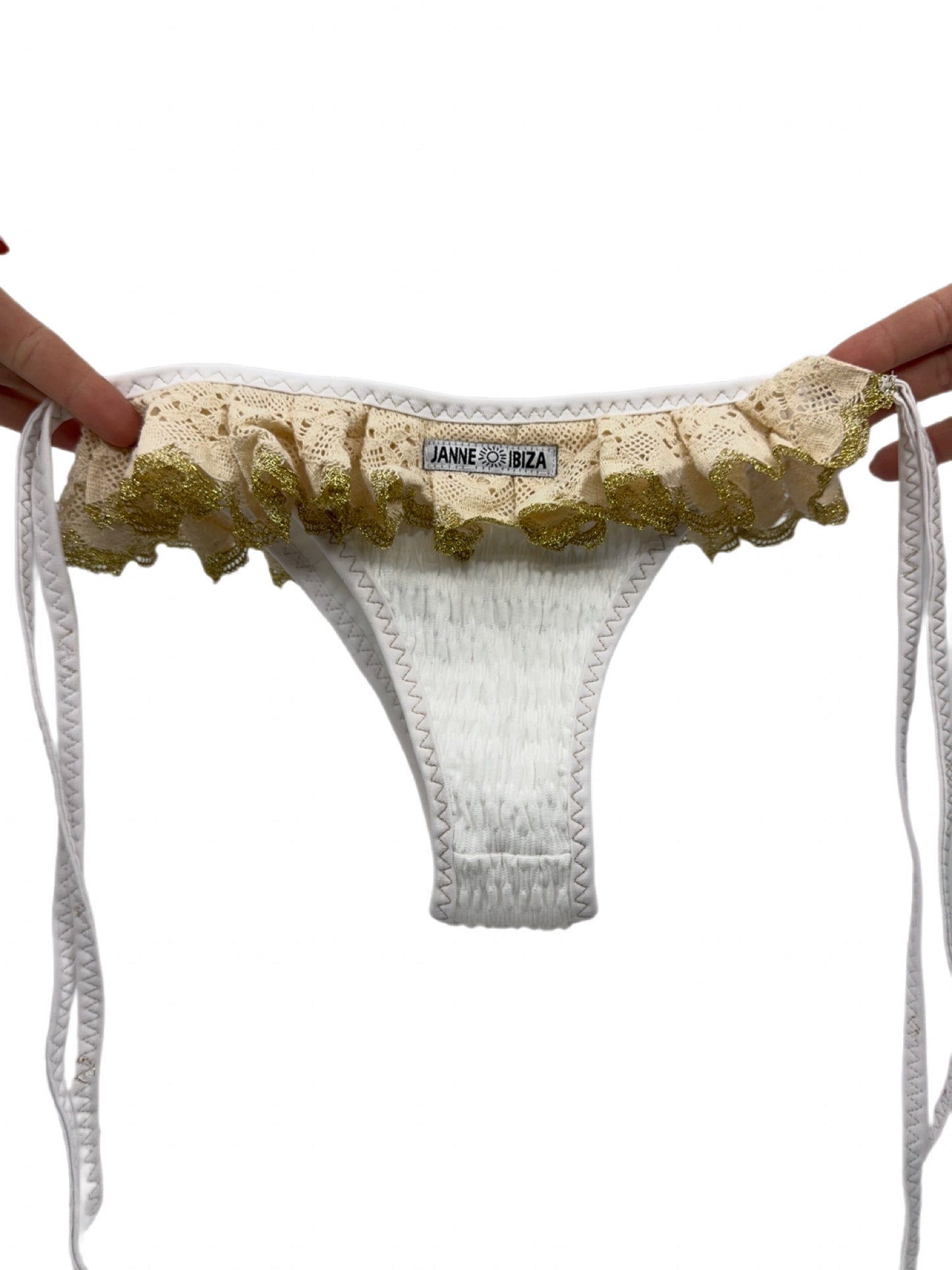 Elastic Cotton Lace Tie-Side Bikini Bottom 78