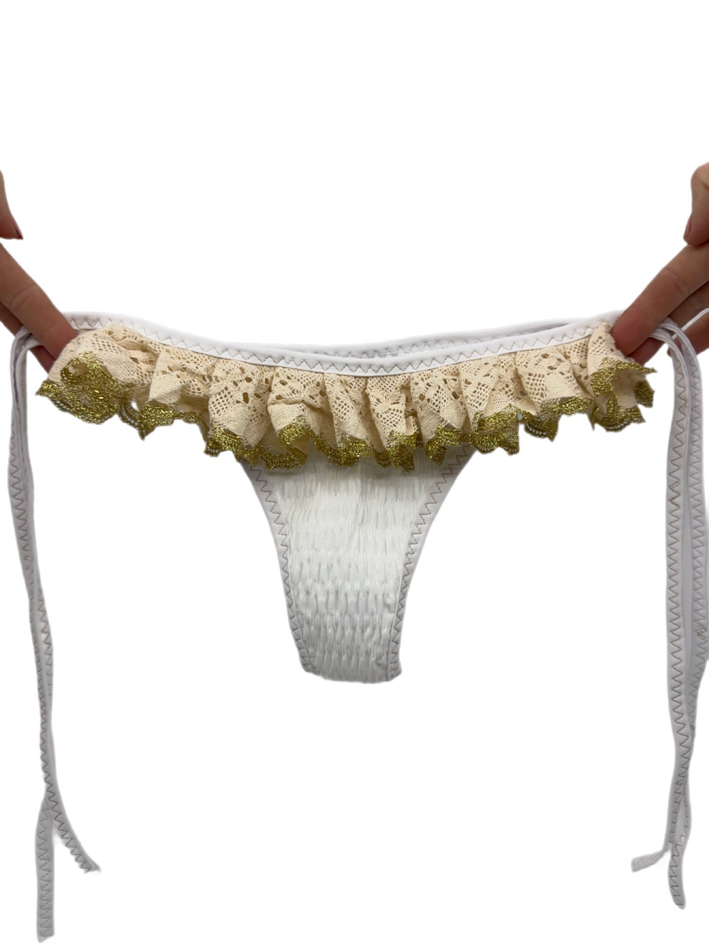 Elastic Cotton Lace Tie-Side Bikini Bottom 78