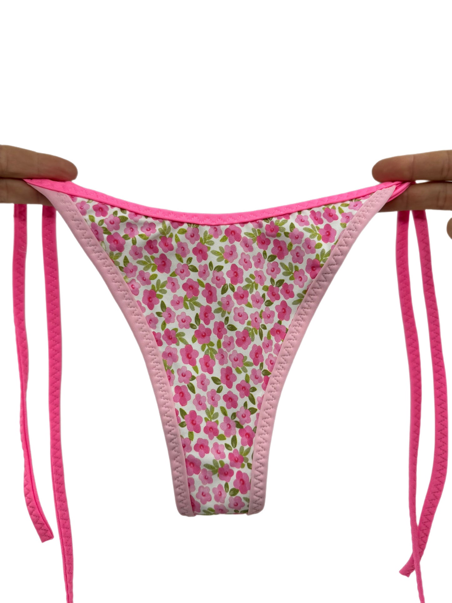 Glossy Low Waist G-string Micro Thongs Triangle Underwear Pink