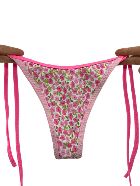 Glossy Low Waist G-string Micro Thongs Triangle Underwear Pink