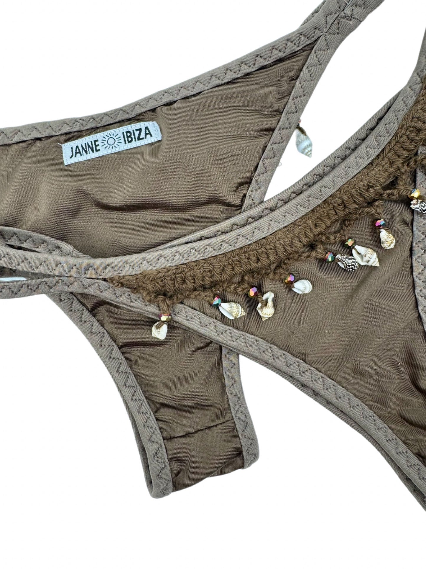 Lycra Leather Crochet Bikini Bottom With Side Cut-Out 81