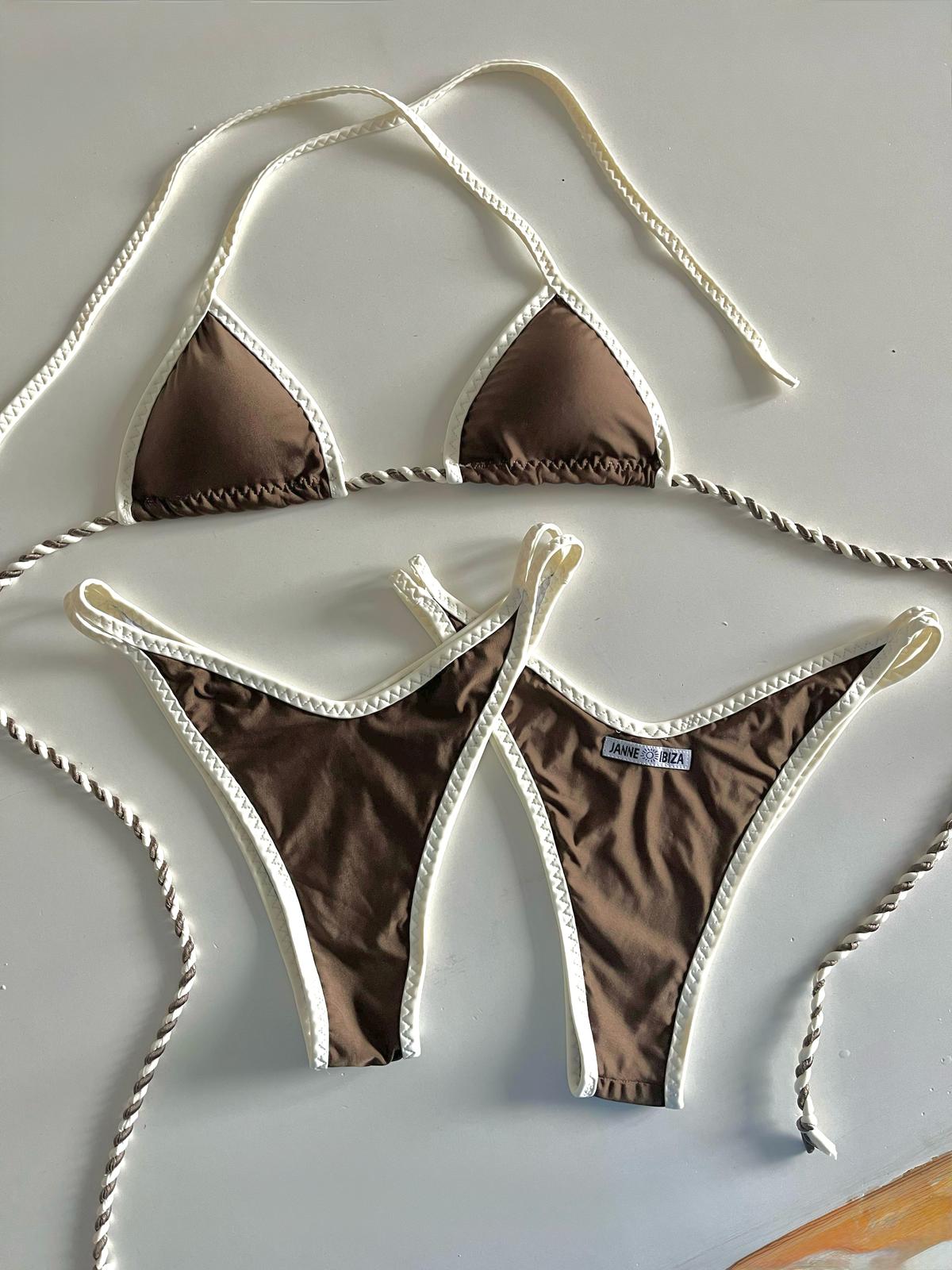 Light Brown Chocolate Color Swimsuit Bikini Set 79