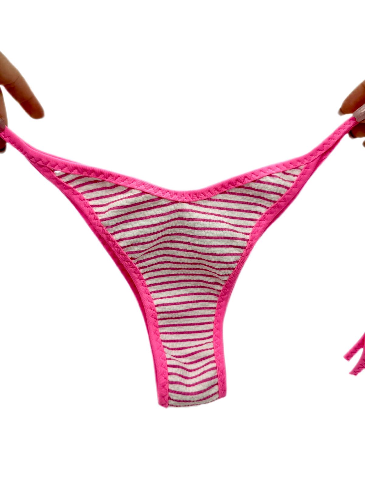 Double Line Pink and White Bikini Bottom 43