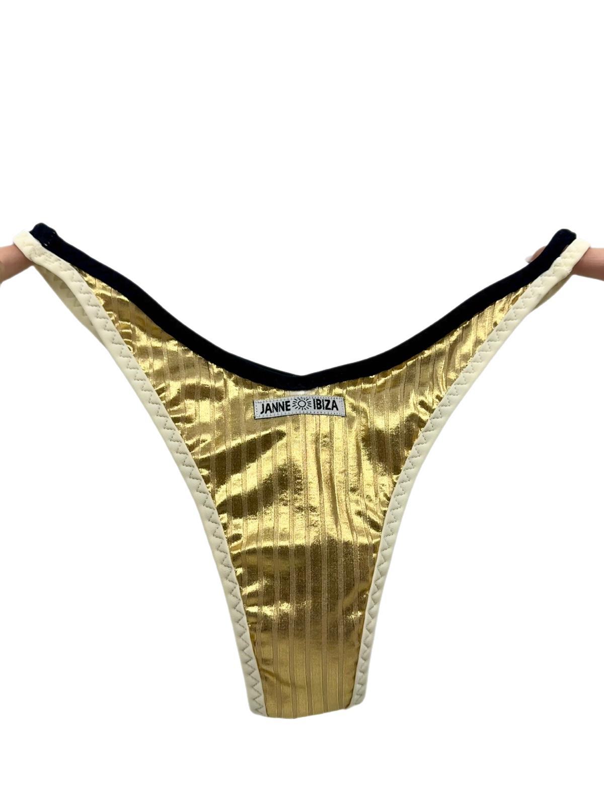 Double Line Bronze and black Bikini Bottom 47