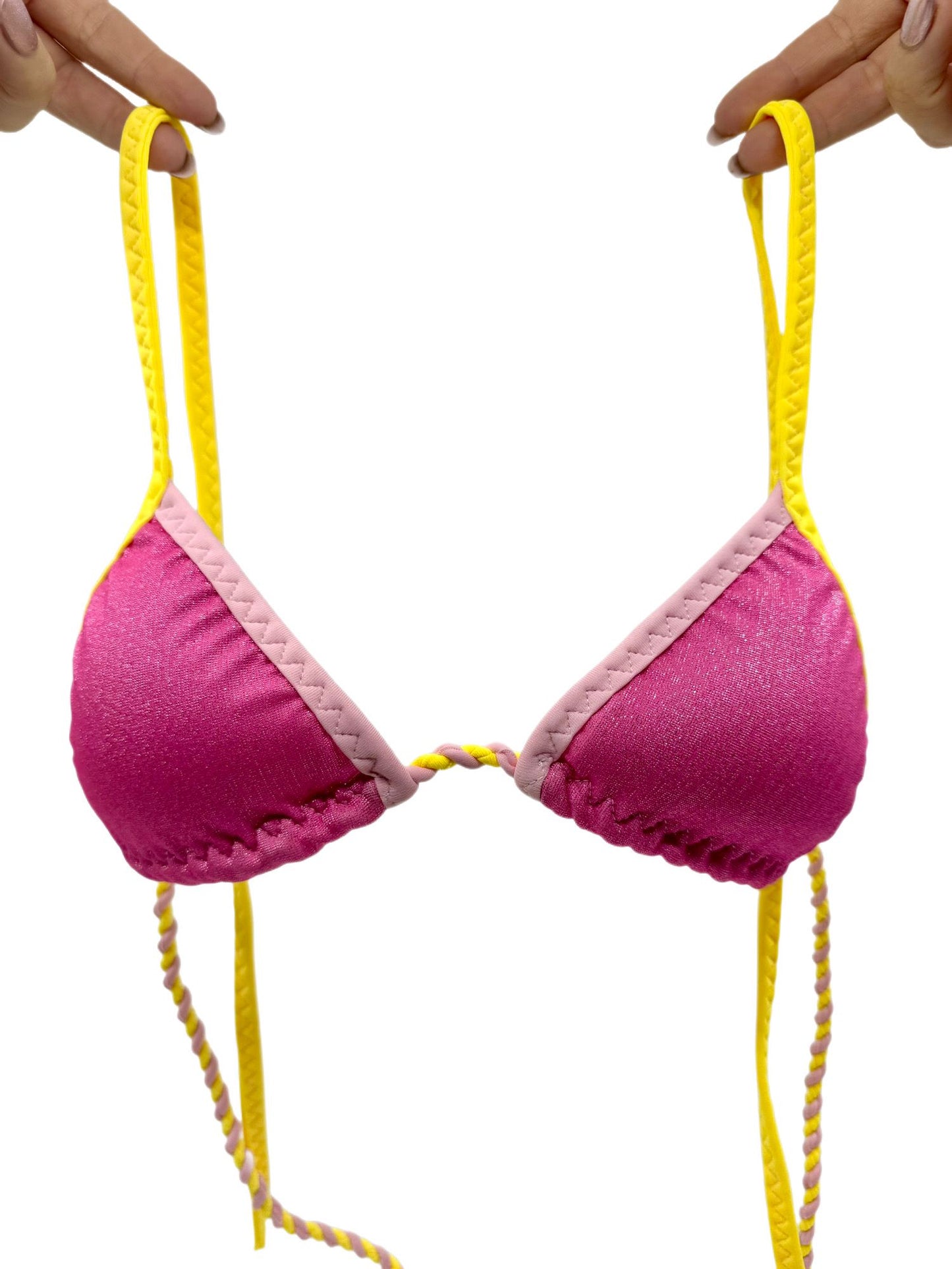 Pink and Yellow Triangle Bikini Top 37
