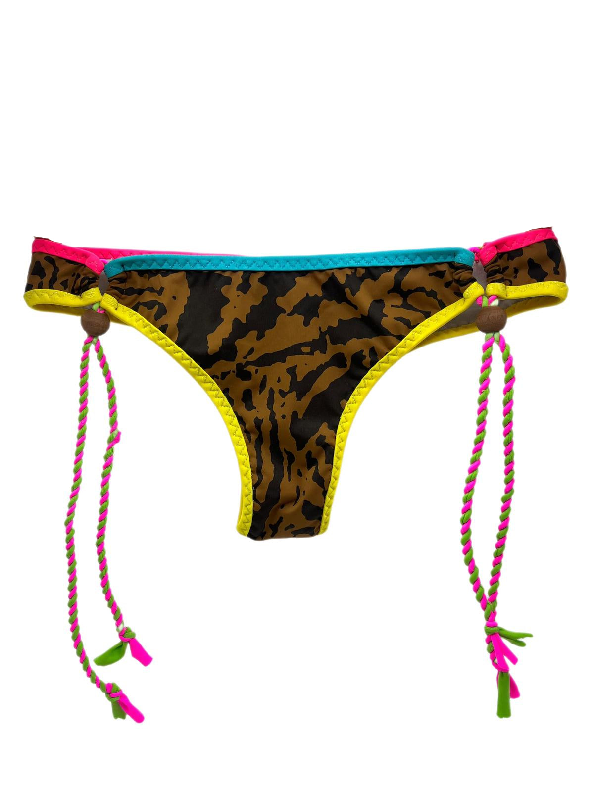 Animal-print Crochet-trim Bikini Bottom With Tie Side 71