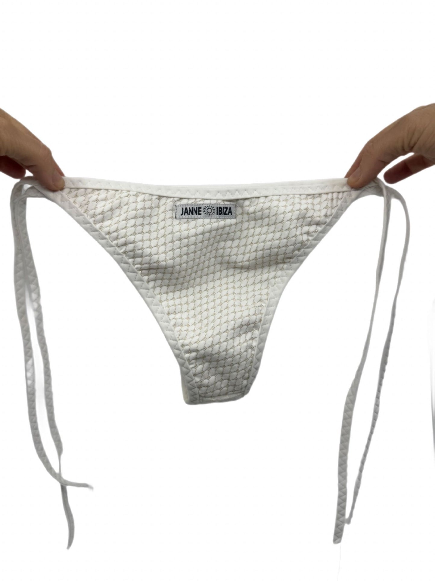 White Velvet Half Square Pattern Triangle Bikini Bottom 91