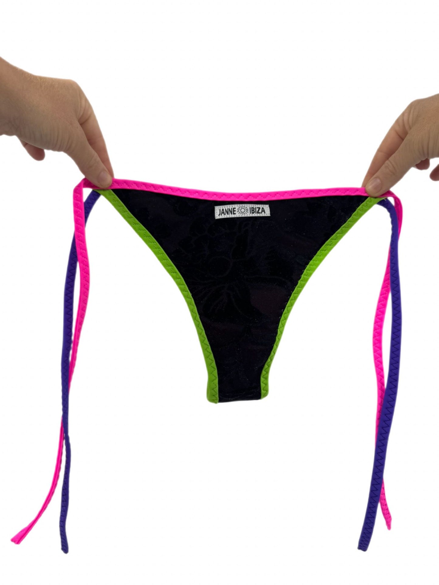 Black Velvet Floral Double Lined for Full Coverage Bikini bottom 92