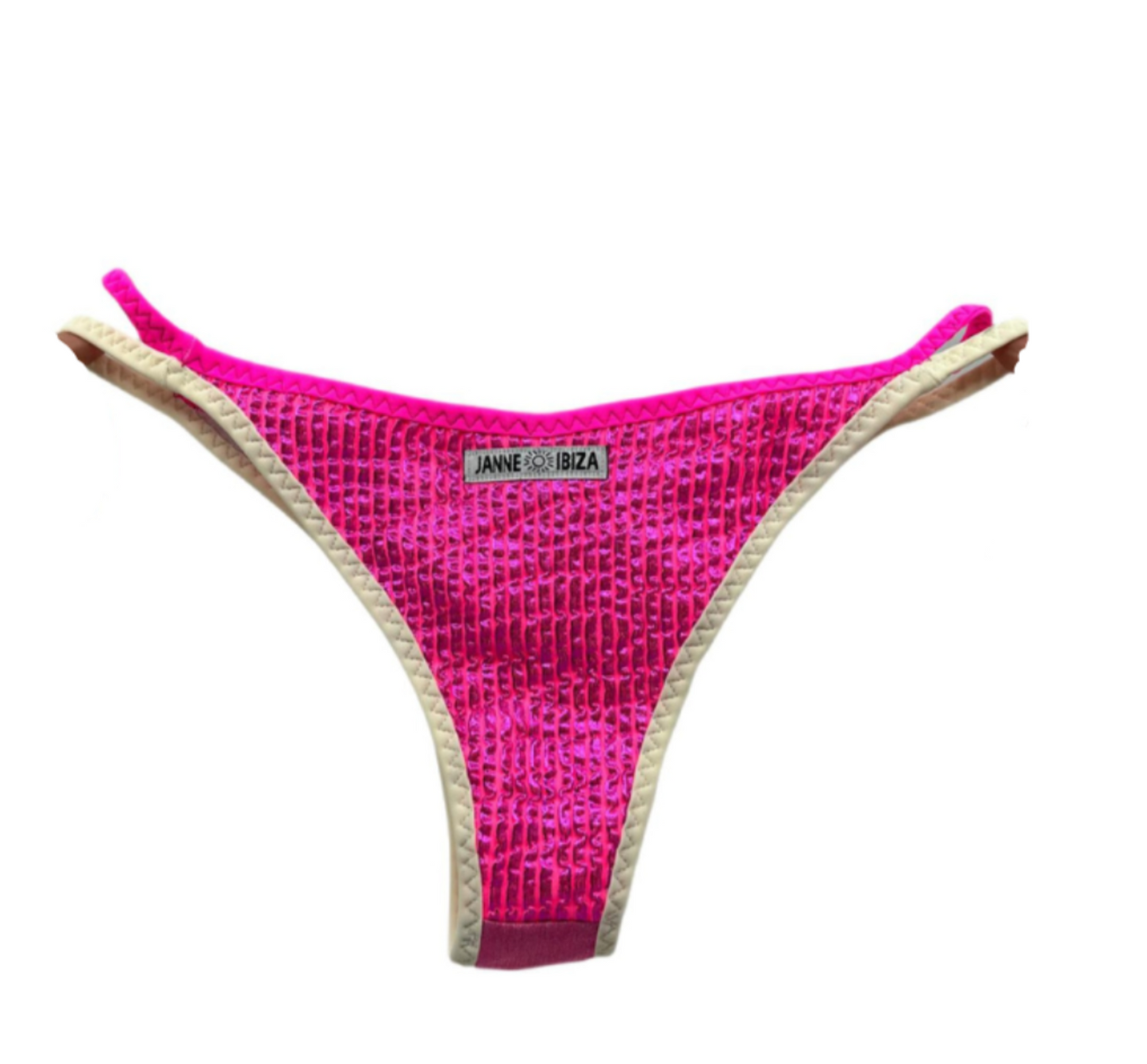 Women's Triangle Thong Pink and Yellow Bikini Bottom.jpg