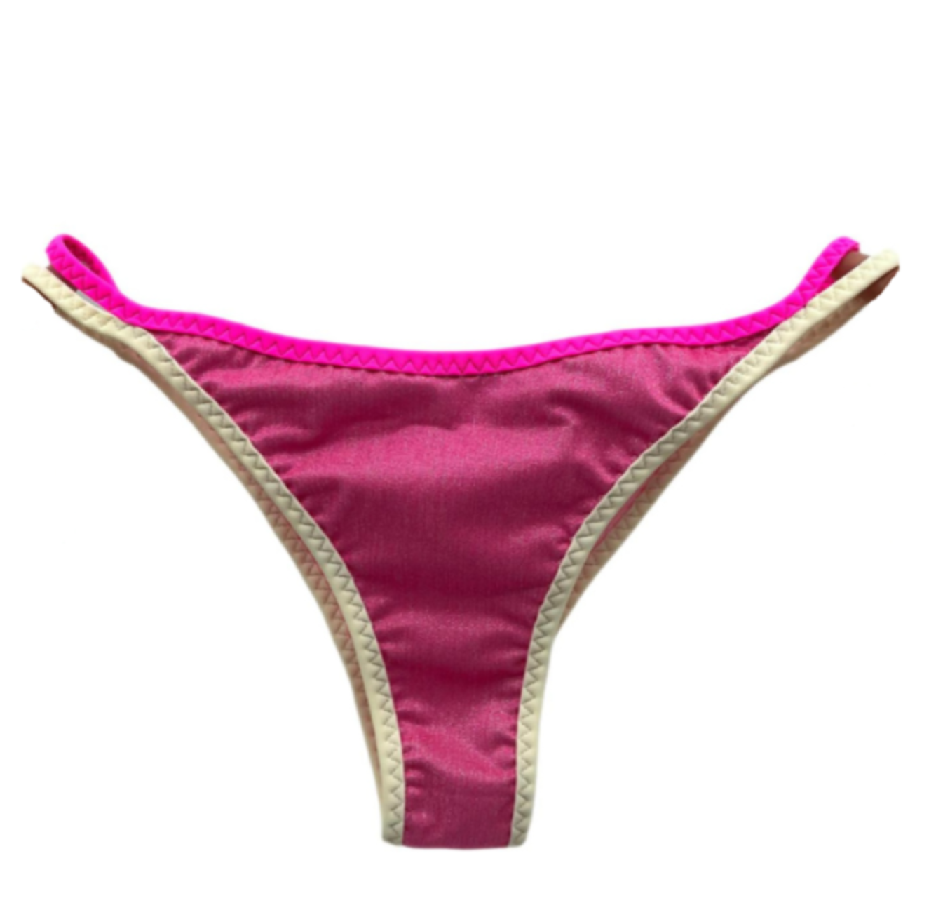 Women's Triangle Thong Pink and Yellow Bikini Bottom 70