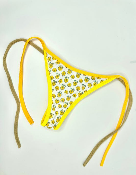 Glossy Low Waist G-string Micro Thongs Triangle Underwear with charming yellow color
