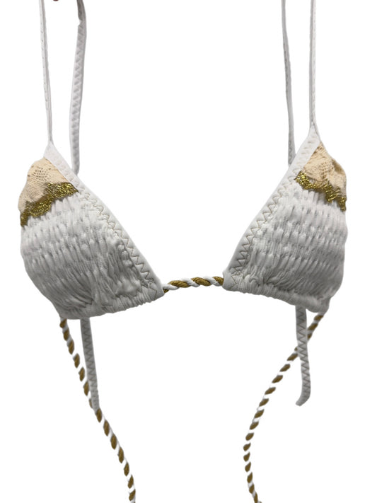 Summer Elastic Cotton Lace Bikini Top with Gold Touch 78
