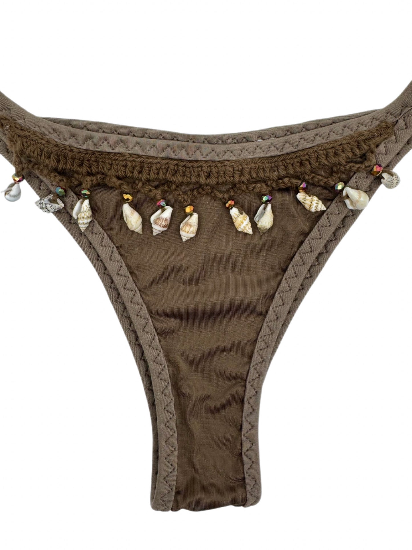 Lycra Leather Crochet Bikini Bottom With Side Cut-Out 81