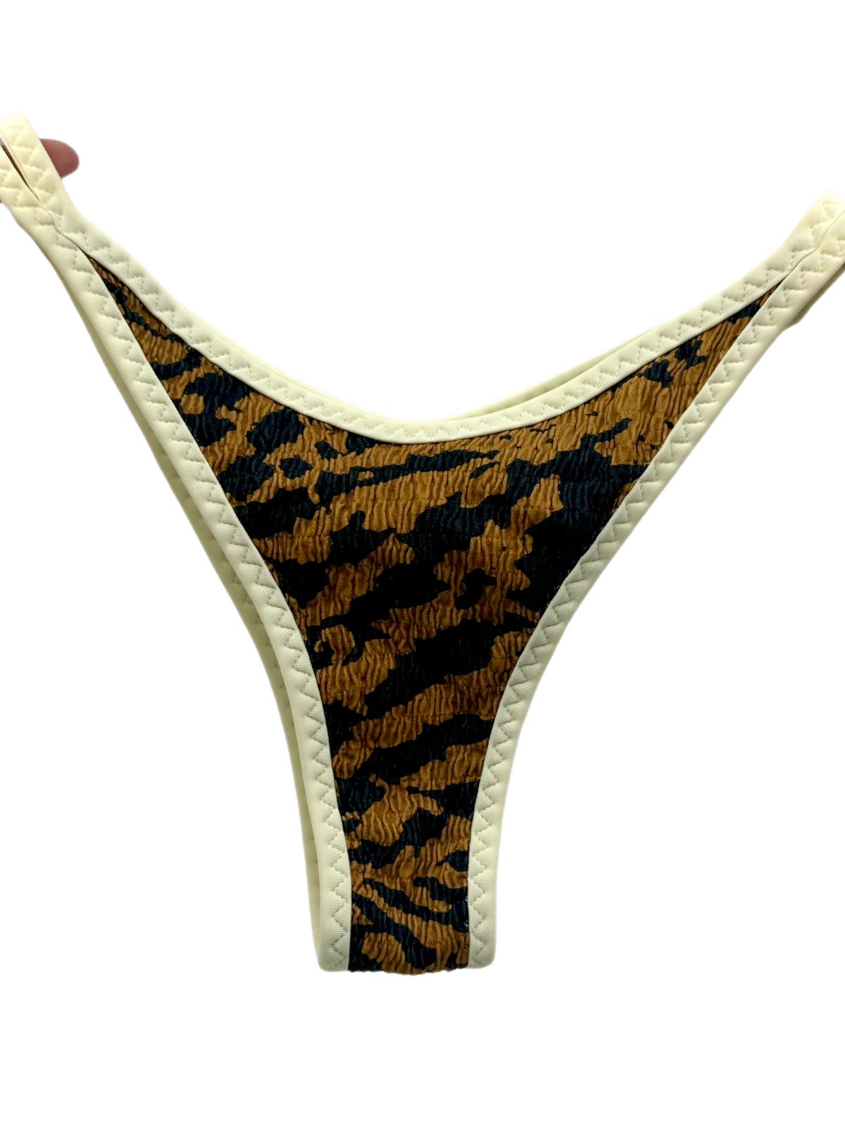 Vibrant Tropical Print Bikini with Quilted Cream Trim Bottom 65