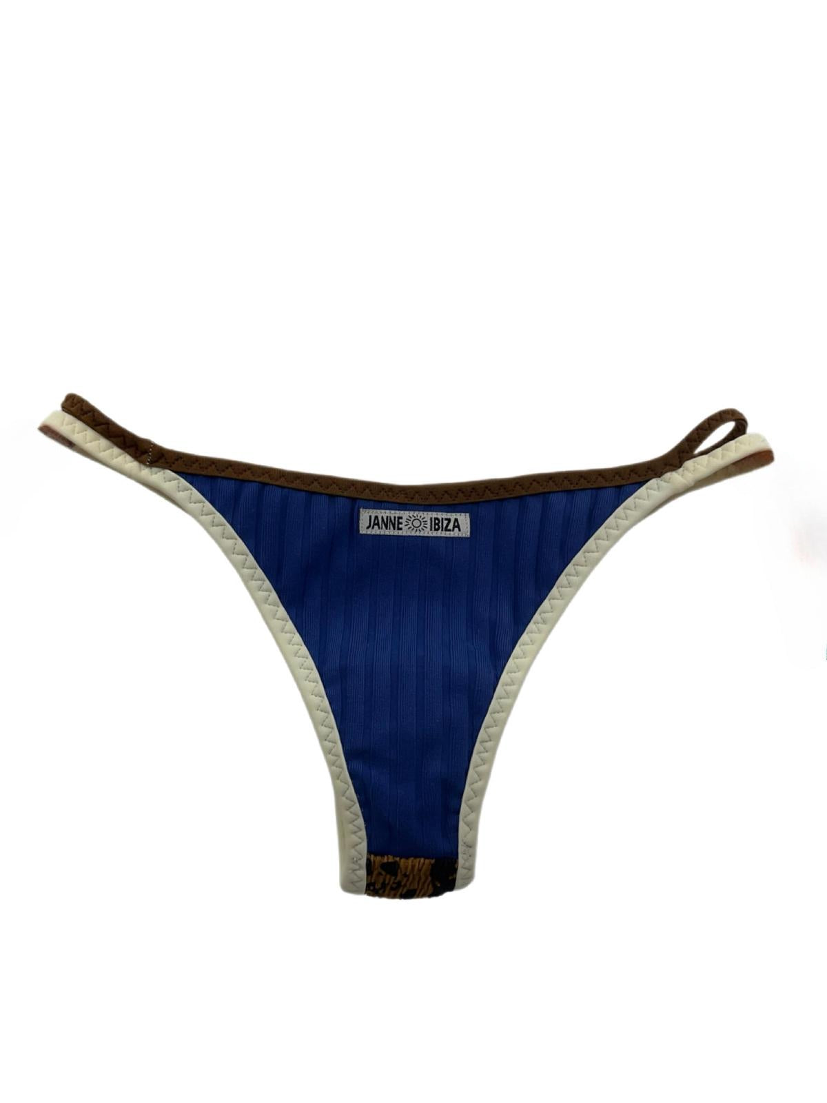 Quilted Cream Trim Vibrant Tropical Print Bikini Bottom 88