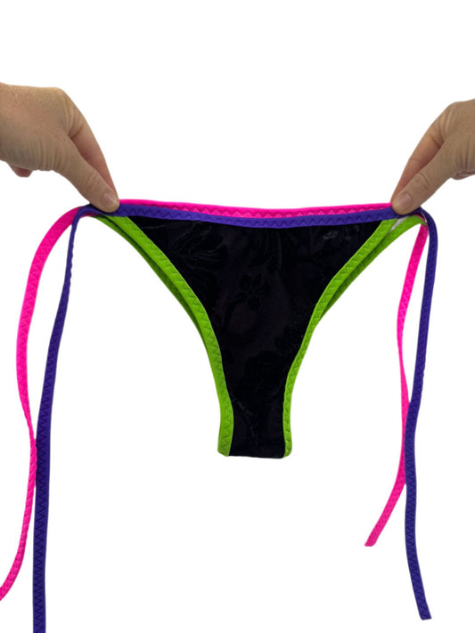 Black Velvet Floral Double Lined for Full Coverage Bikini bottom 92