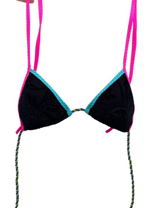 Black Velvet Floral Double Lined for Full Coverage Bikini Top 92