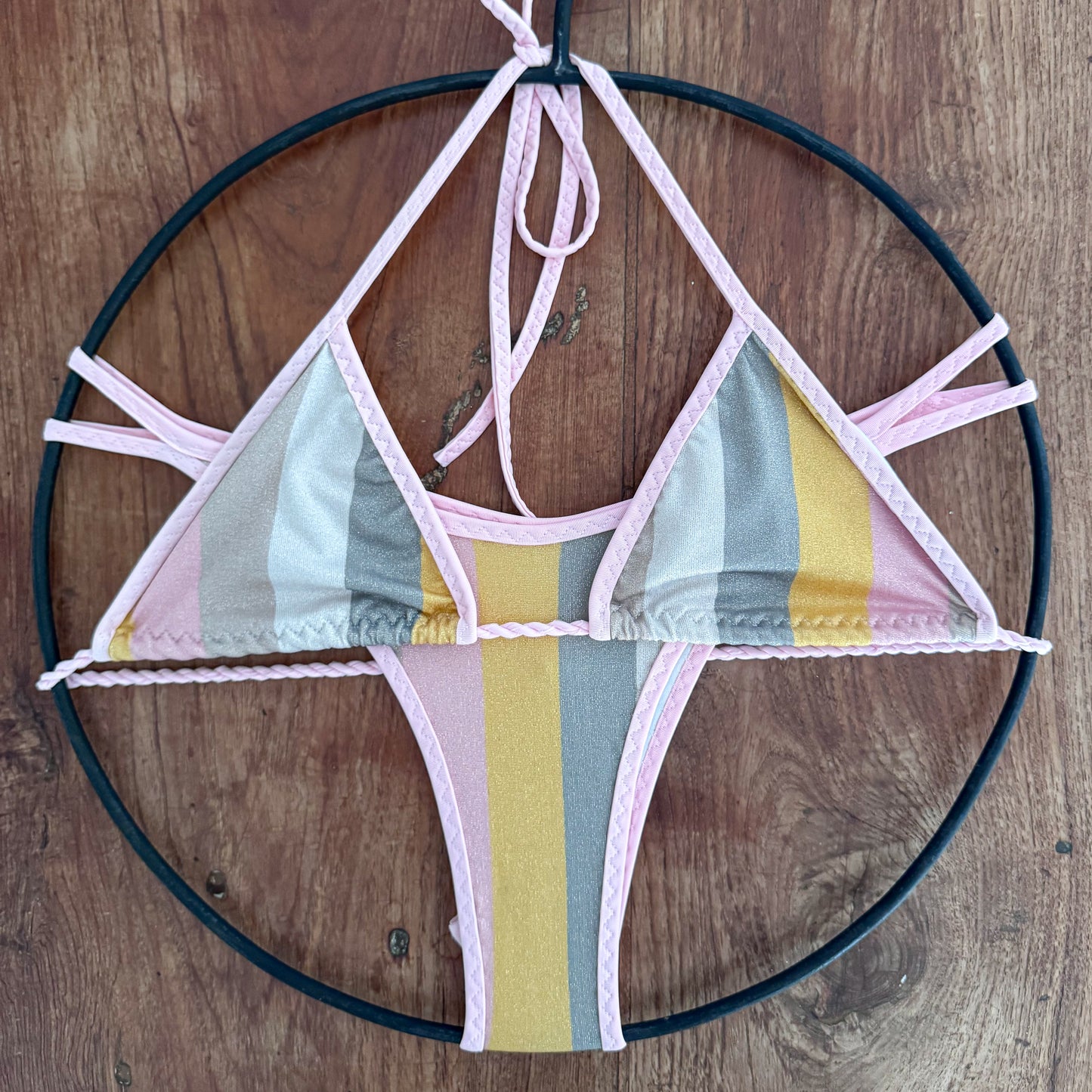 One-of-a-Kind Pastel Striped Bikini