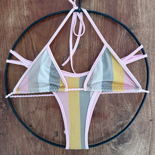 One-of-a-Kind Pastel Striped Bikini