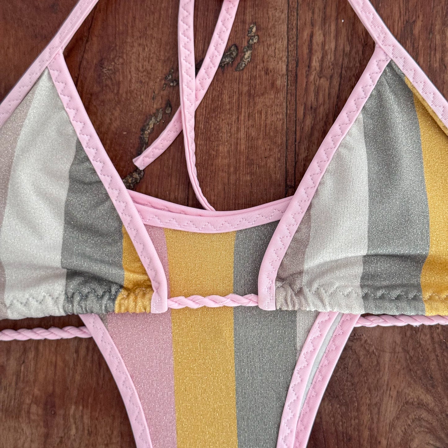 One-of-a-Kind Pastel Striped Bikini